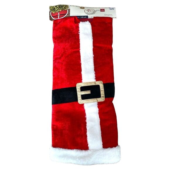 Santa’s Workshop 48” Santa Suit Tree Skirt Red Belted Xmas Decor - Picture 2 of 5